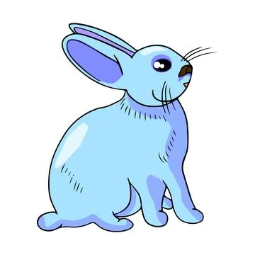 Hand drawn colorful blue easter bunny Stock Illustration
