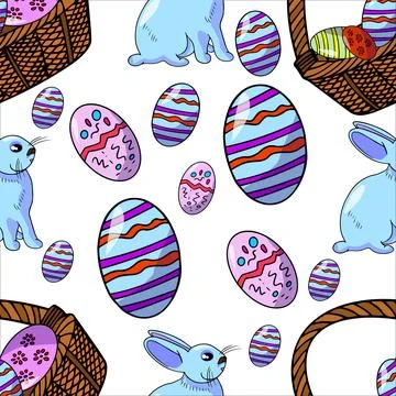 Hand drawn colorful Easter pattern 스톡 일러스트