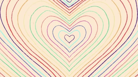 Hand Drawn Colorful Heart Pattern with Playful Animated Pencil Lines Stockbeeldmateriaal 341806610