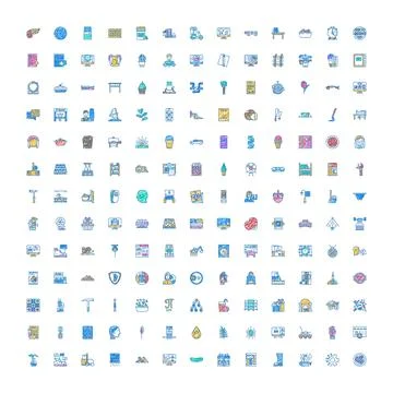 Hand drawn colorful icon set variety collection Ilustración de archivo