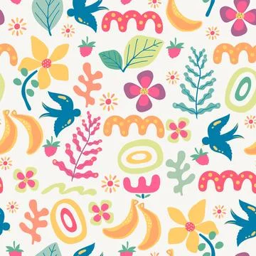 Hand drawn colorful matisse pattern design Stock Illustration