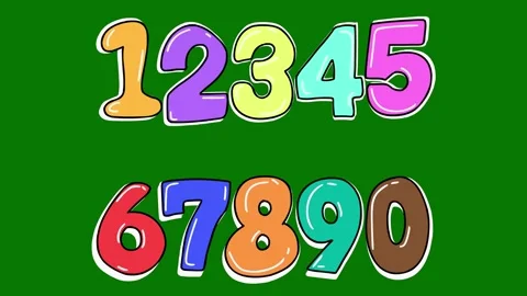 Hand Drawn Colorful Numbers Counting Animation on Green Screen | Playful Stock Footage 328469728