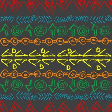 Hand drawn colorful pattern with ethnic motifs Stock Illustration