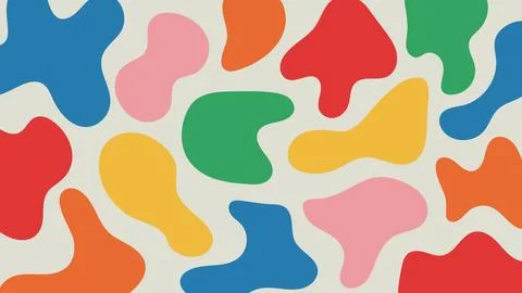 Hand drawn colorful pattern with organic shapes on beige background. Abstract Stock Illustration