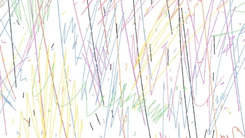 Hand Drawn Colorful Pencil Scribble Texture Overlay Animation on White Stock Footage 303437210