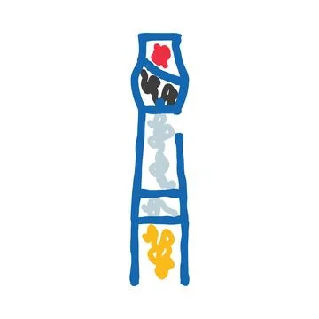 Hand drawn colorful rocket launching into space Stock Illustration