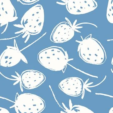Hand drawn colorful seamless pattern with strawberries Stock Illustration
