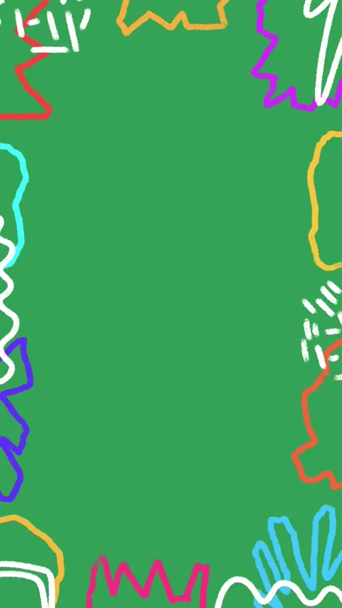 Hand Drawn Colorful Vertical Frame Animation Green Screen Multicolored Doodle  Stock Footage 334579740