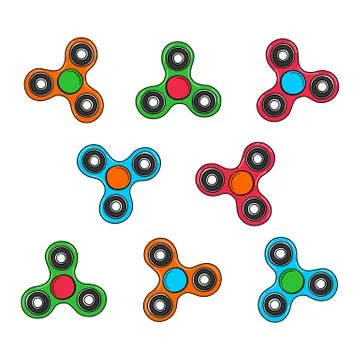 Hand drawn colorfull spinners Stock Illustration