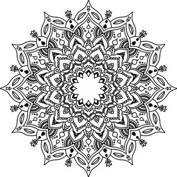 Hand drawn coloring mandala. Coloring book page. Stock Illustration