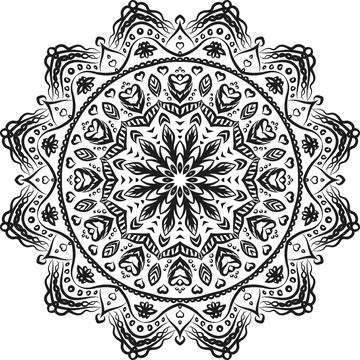Hand drawn coloring mandala. Coloring book page. Stock Illustration