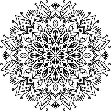 Hand drawn coloring mandala. Coloring book page. Stock Illustration