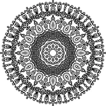 Hand drawn coloring mandala. Coloring book page. Stock Illustration