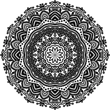 Hand drawn coloring mandala. Coloring book page. Stock Illustration