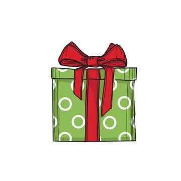 Hand-drawn coloured vector illustration of gift. Stock Illustration