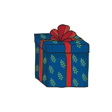 Hand-drawn coloured vector illustration of gift. Stock Illustration