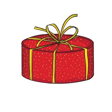 Hand-drawn coloured vector illustration of gift. Stock Illustration