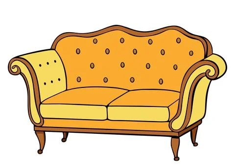 Hand drawn comfortable sofa. Stock Illustration