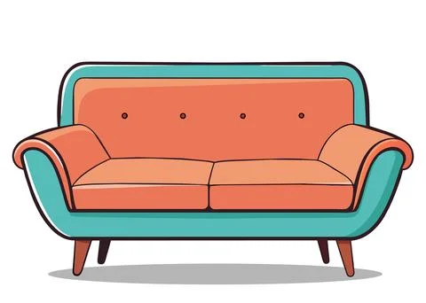 Hand drawn comfortable sofa. Stock Illustration
