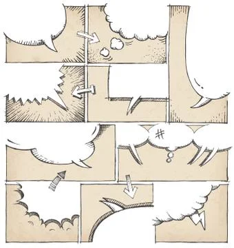 Hand Drawn Comic Book Page Template Stock Illustration