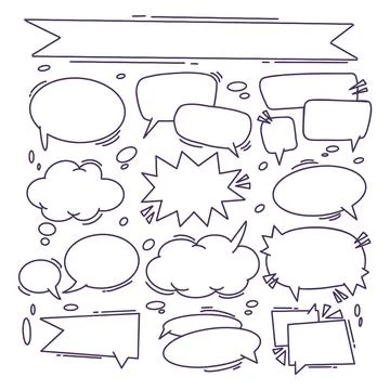 Hand drawn comic chat bubbles collection Stock Illustration