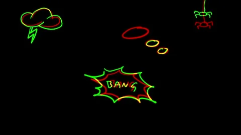 Hand drawn comic elements animation Stock Footage 196125322