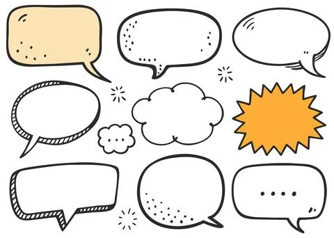 Hand drawn comic speech bubbles. Stock Illustration