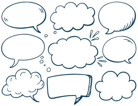 Hand drawn comic speech bubbles. Stock Illustration