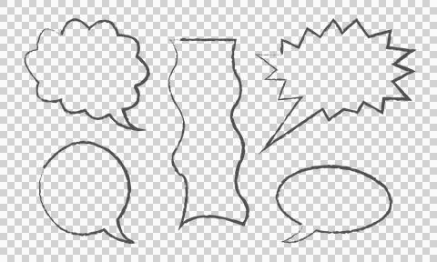 Hand drawn comic speech bubbles and frames イラスト素材
