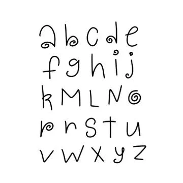 Hand drawn comics style font. Vector simple alphabet. Stock Illustration