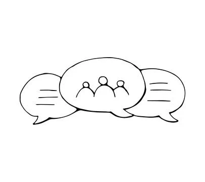 Hand drawn communication doodle icon, people chat speech bubbles sketch ill.. Stock Illustration