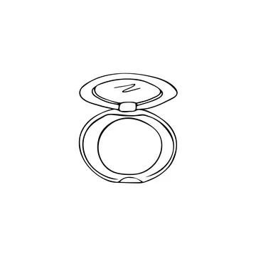 Hand drawn Compact powder in a round case with a mirror. Cushion face found.. Stock Illustration
