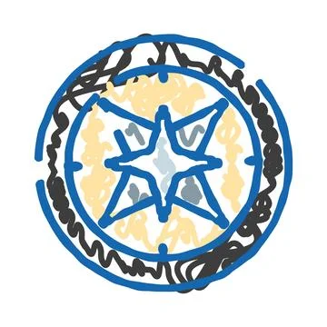 Hand drawn compass rose navigating wayfinding and exploration Stock Illustration