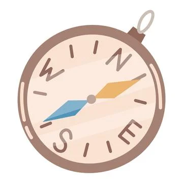 Hand drawn compass vector illustration isolated on white background in flat.. Stock Illustration