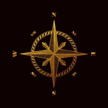 Hand drawn compass wind rose symbol Stock Illustration