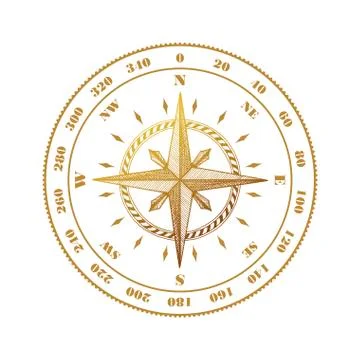 Hand drawn compass wind rose symbol Stock Illustration