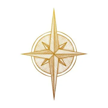 Hand drawn compass wind rose symbol Stock Illustration