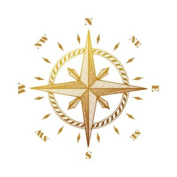 Hand drawn compass wind rose symbol Stock Illustration
