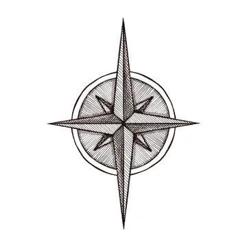 Hand drawn compass wind rose symbol Stock Illustration