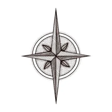 Hand drawn compass wind rose symbol Illustrazione stock