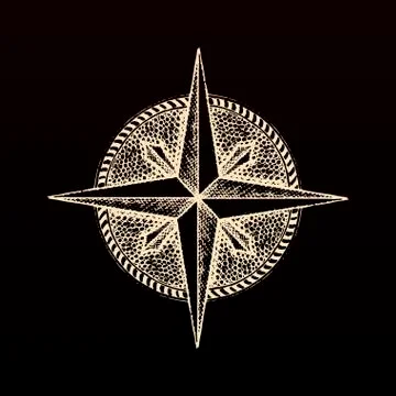 Hand drawn compass wind rose symbol Stock Illustration