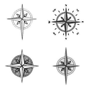 Hand drawn compass wind rose symbol Stock Illustration