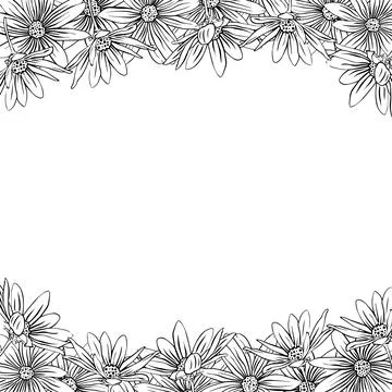 Hand drawn composition of Jerusalem artichoke flower. Jerusalem artichoke f.. Stock Illustration