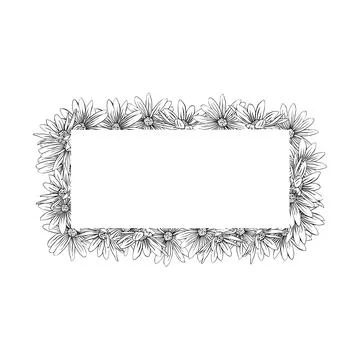 Hand drawn composition of Jerusalem artichoke flower. Rectangular frame of .. Stock Illustration