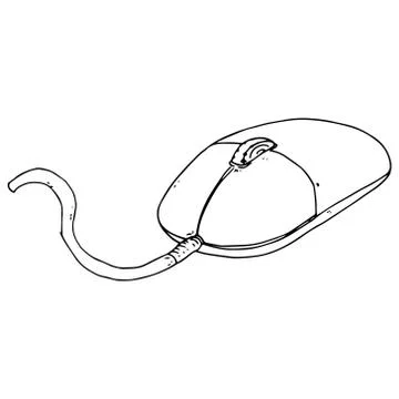 Hand drawn computer mouse with a scroll wheel. Stock Illustration