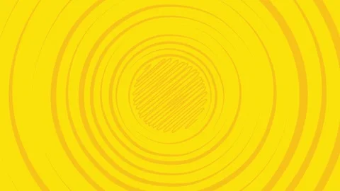 Hand Drawn Concentric Circles Rotating on Yellow Background Stock Footage 318298582
