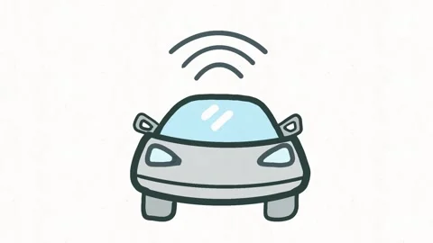 Hand Drawn Connected Smart Car WiFi Animation Stock Footage 341766302