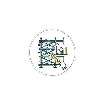 Hand-drawn construction scaffolding development icon, building progress Ilustración de archivo