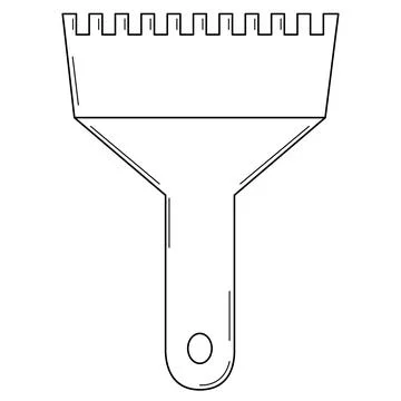 Hand drawn construction spatula comb. Tool for applying glue before laying tiles Stock Illustration