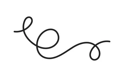 Hand drawn continuous black squiggle line. Artistic decorative curly divide.. Stock Illustration